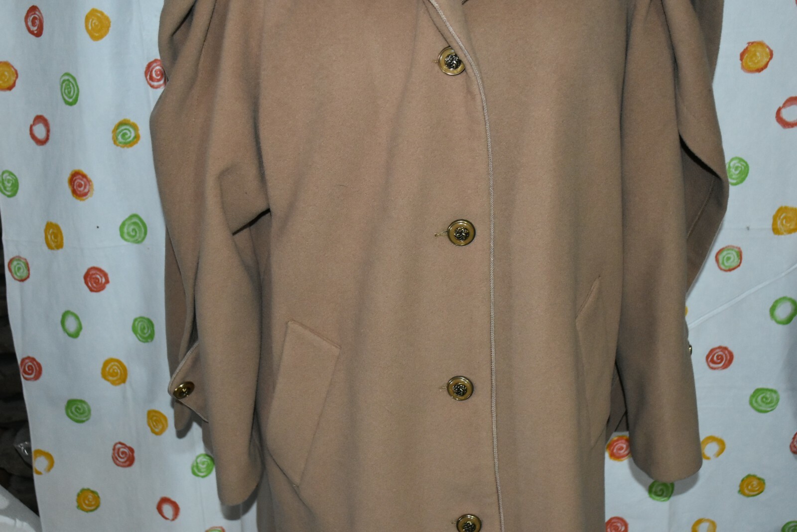 Vintage Dennis Basso WOOL blend BROWN DRESS hooded COAT WOMENS Large EUC