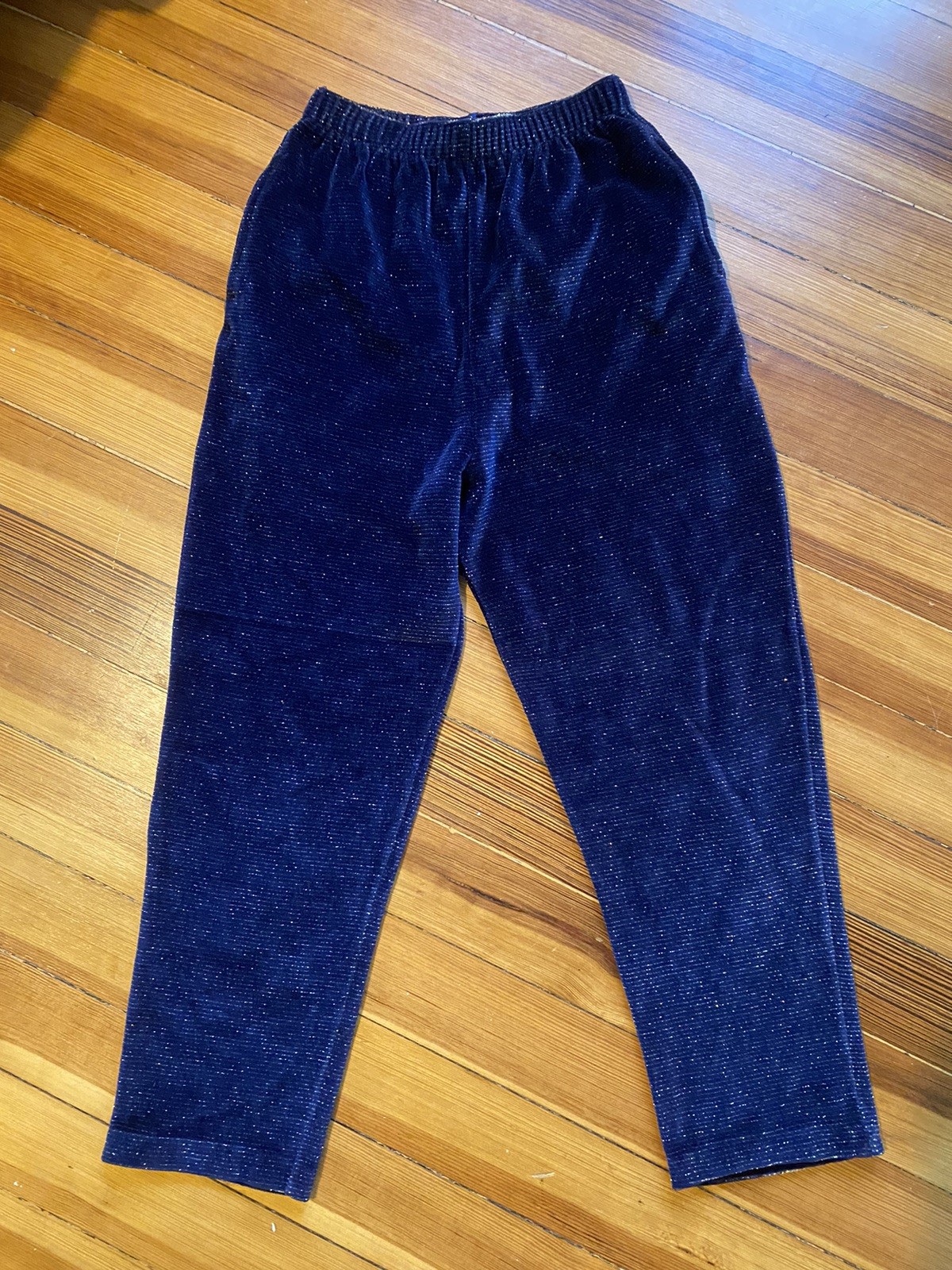 Vintage 80s J Tiktiner Blue Velvet Sparkly Golden Sweat Pants