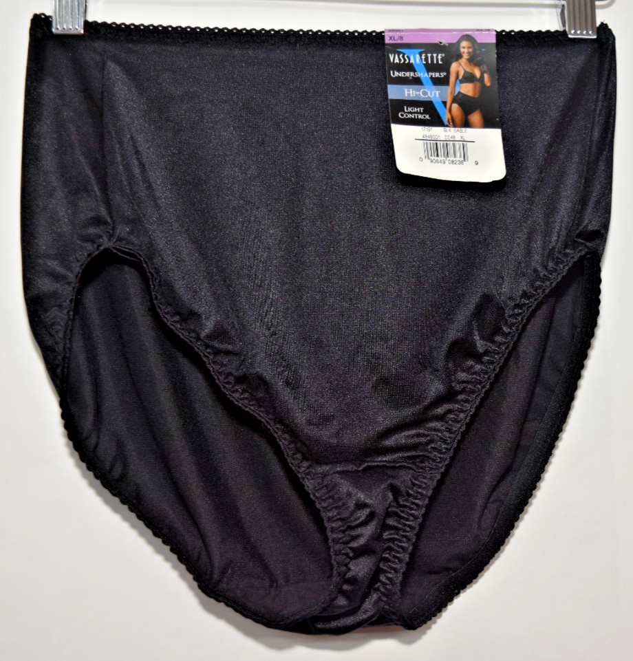 Vintage Style Vassarette Undershapers Nylon Light Black 48001 Hi Cut XL panty