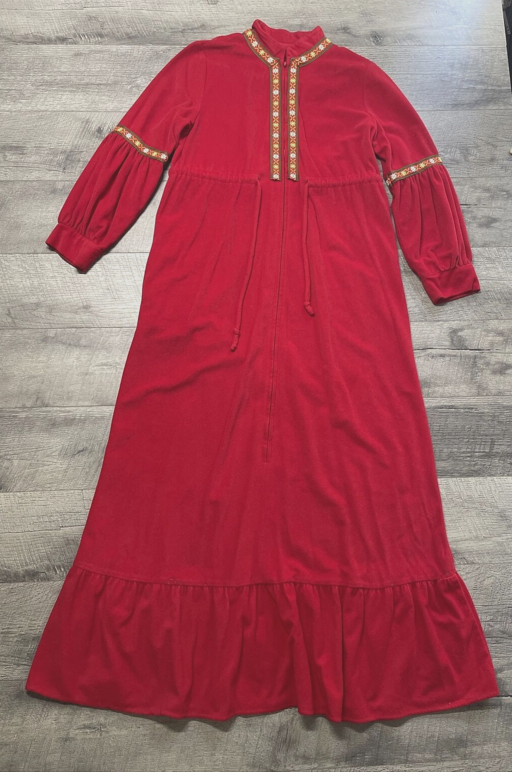 Vintage Lounge Craft Nightgown Housecoat Womens Medium Zip Pocket Long Robe USA