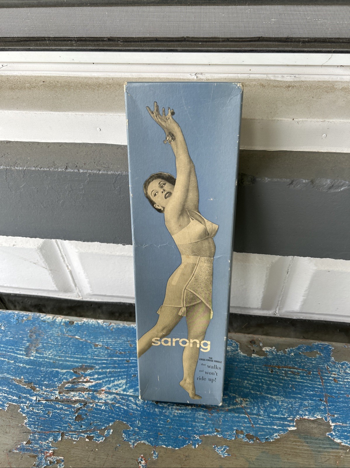 Girdle Box Only 1950s Criss Cross Lingerie Vintage Great Graphics Sarong