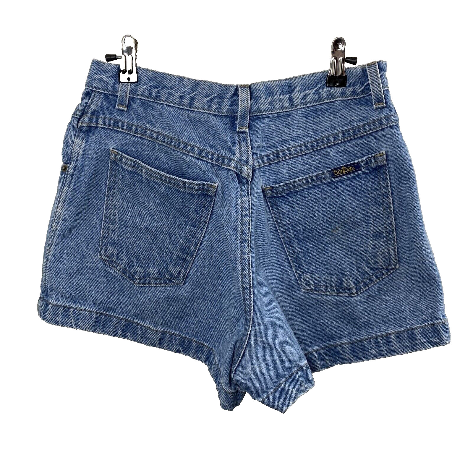 Vintage Bonjour Womens Denim Mom Jean Shorts Juniors 13 Distressed Blue Hi Rise