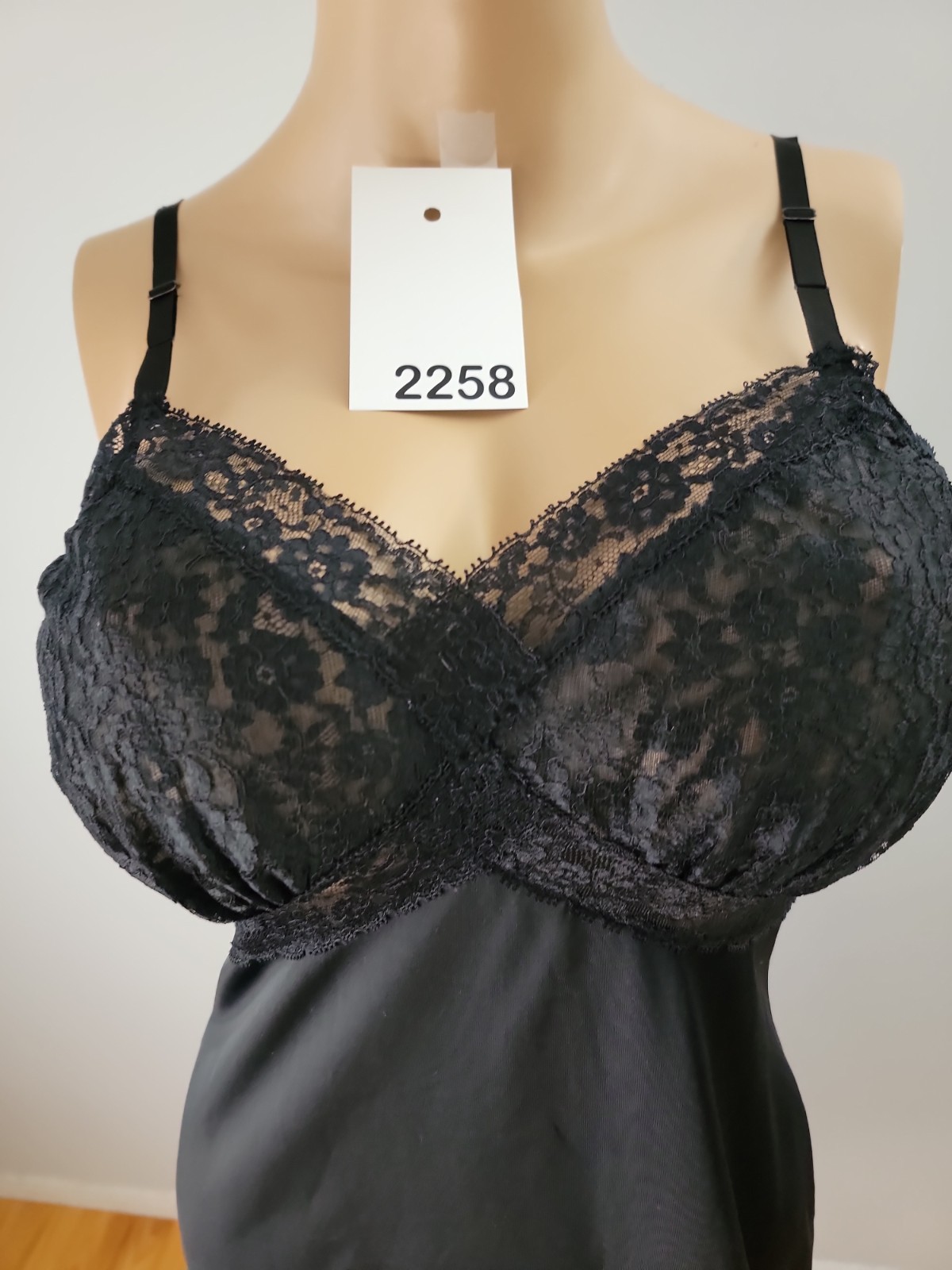 Vintage Van Raalte All Nylon Black Full Slip Lace Detail Size 34