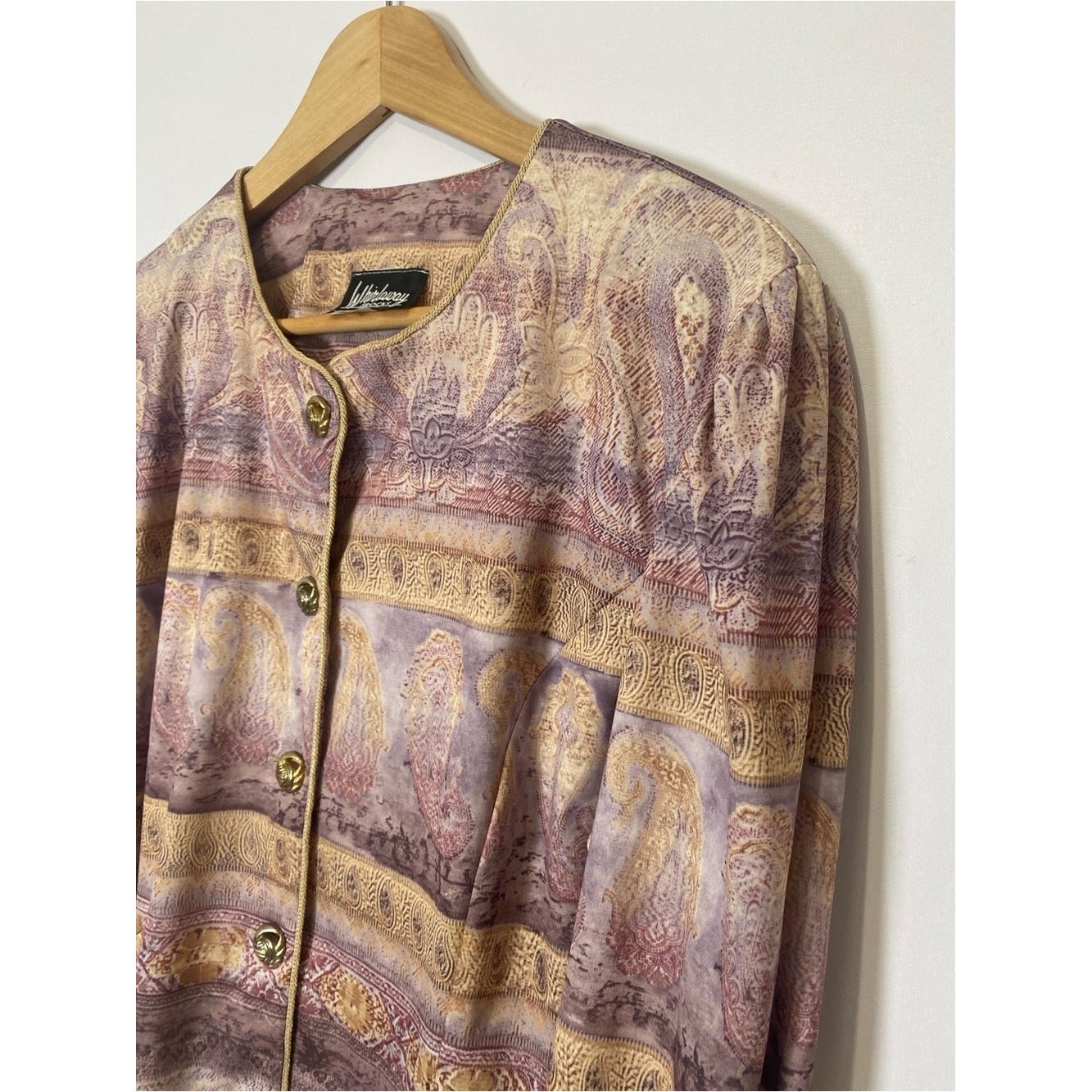 Whirlaway Frocks Paisley Jacket Blazer Vintage Boho Purple Gold Size 16 Women