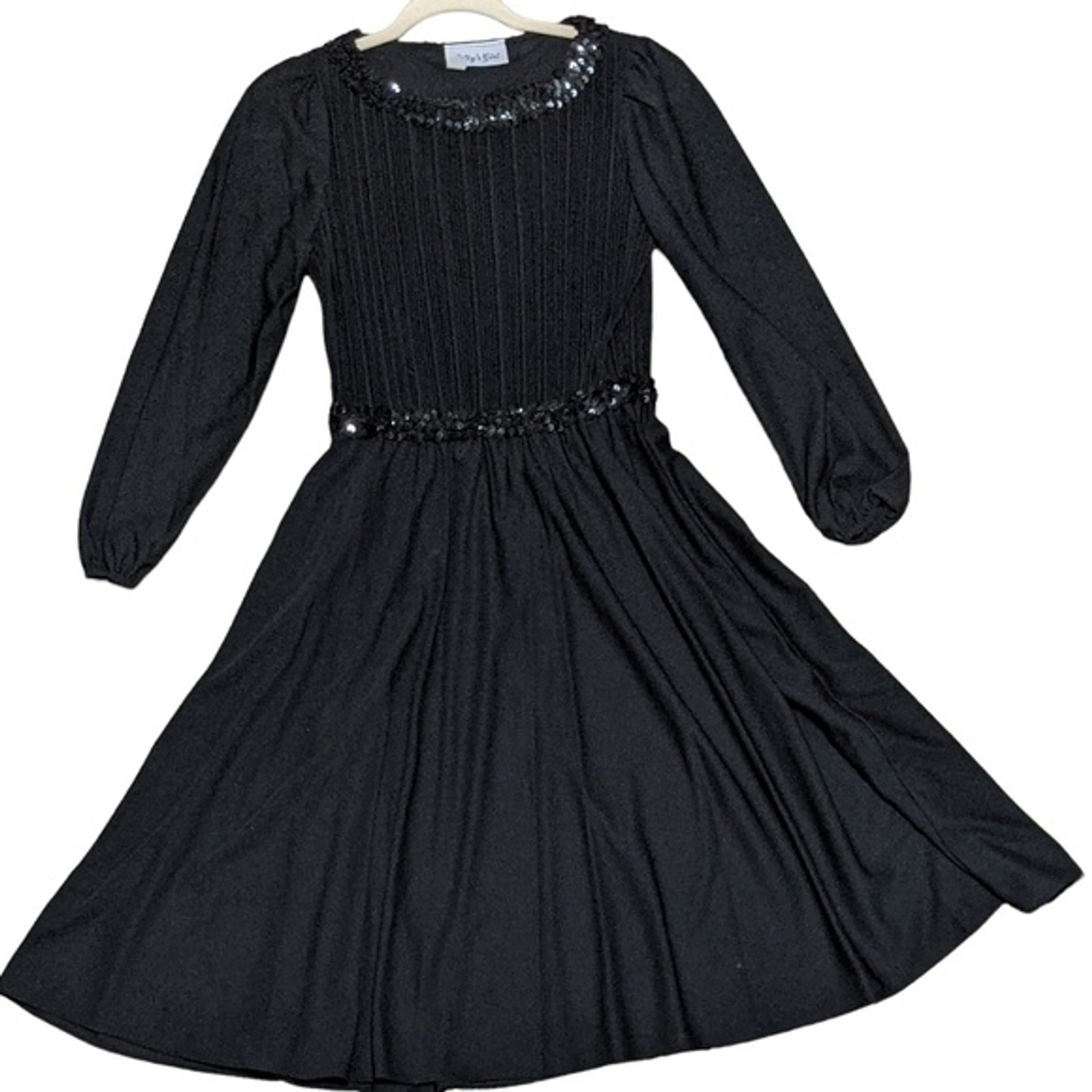 Vintage Sally’s Girl black cocktail event pinup style dress sequins size 6