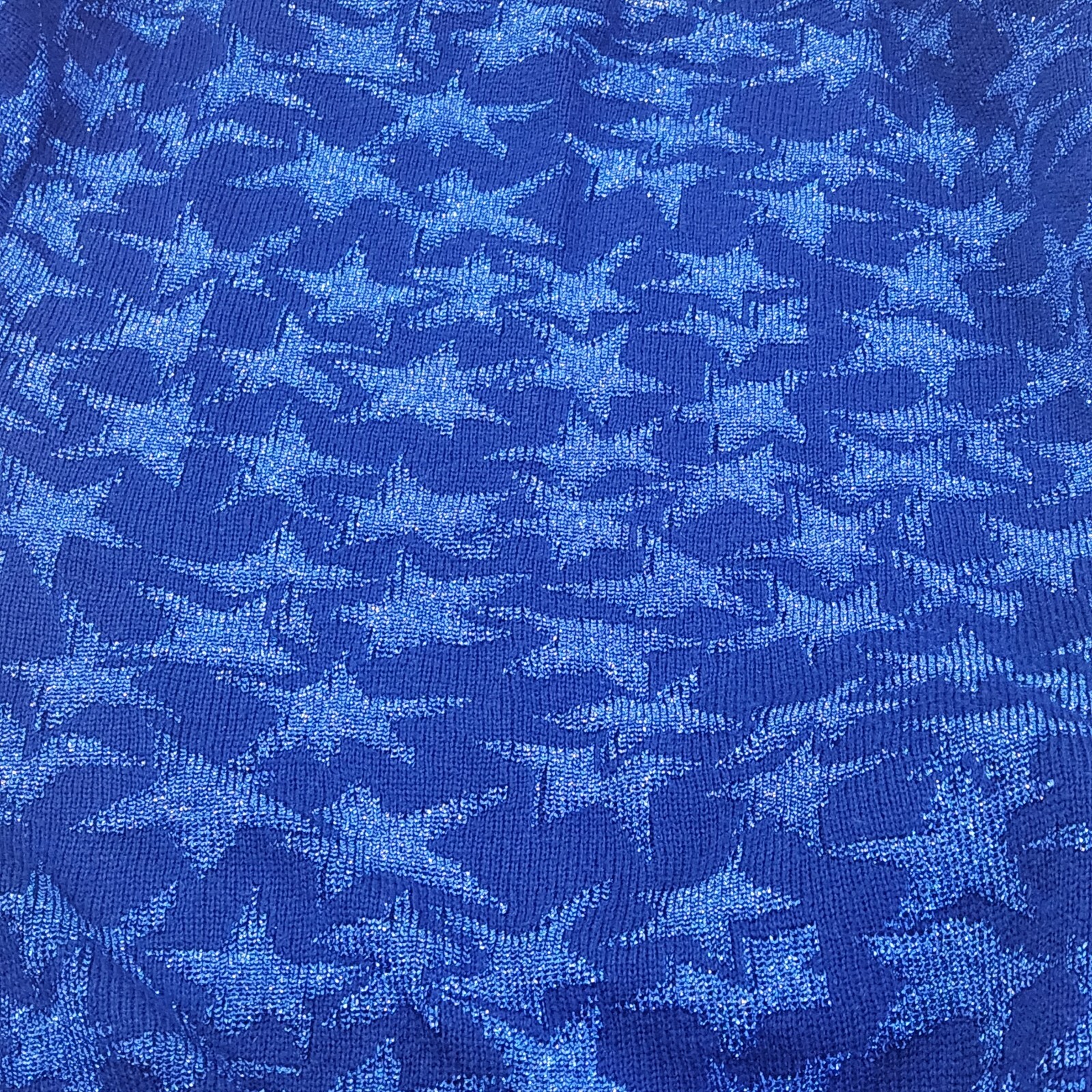 VTG y2k Women’s Blue Super Star Metallic Sparkle Knit Sweater L collar tunic
