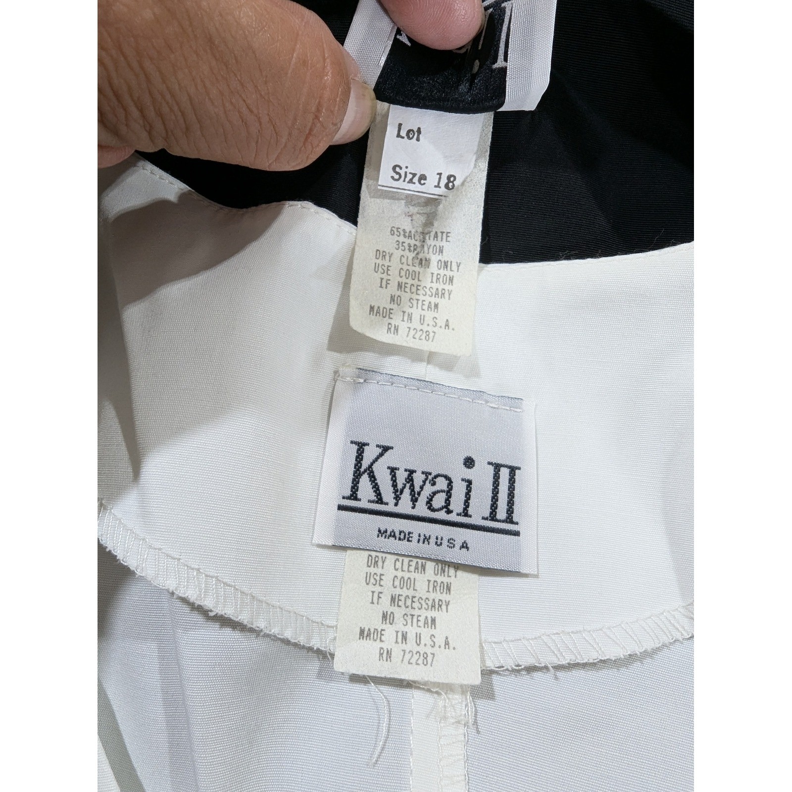 Kwai II Vintage Black Blazer White Blouse Set Plus Size 18W Striped Cuffs USA