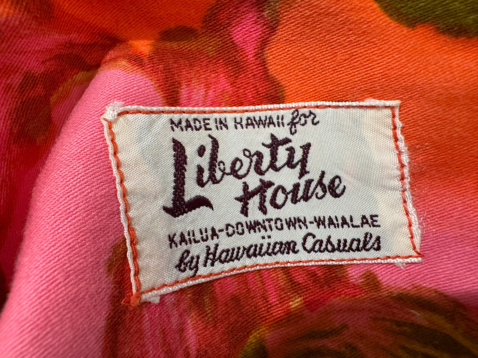 Vtg Liberty House True Hawaiian Dress Short Sleeveless Small Bright Pink Orange