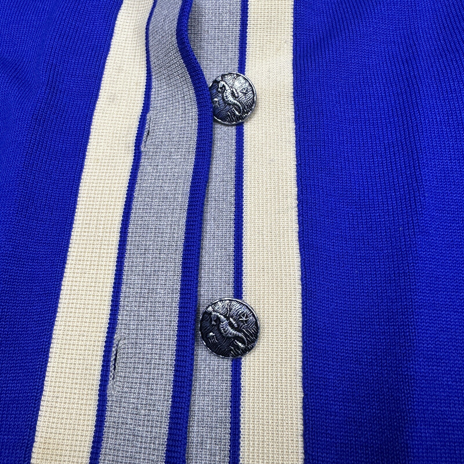 50s Amalfi Imports 3 Pc Italian Wool Knit Womens Suit Blue Pencil Skirt Sz L 12