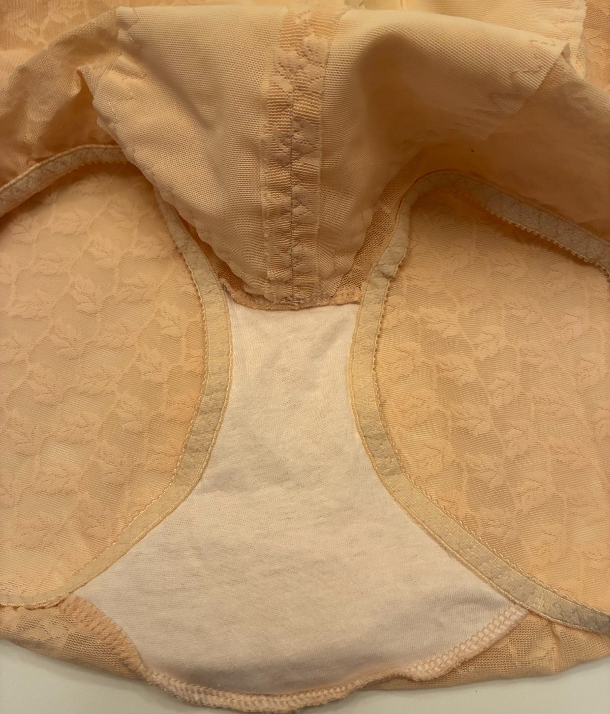 Vintage CROWN-ETTE GIRDLE BRIEF Size 40 5x NUDE Beige Zipper SHEER LACE Sissy