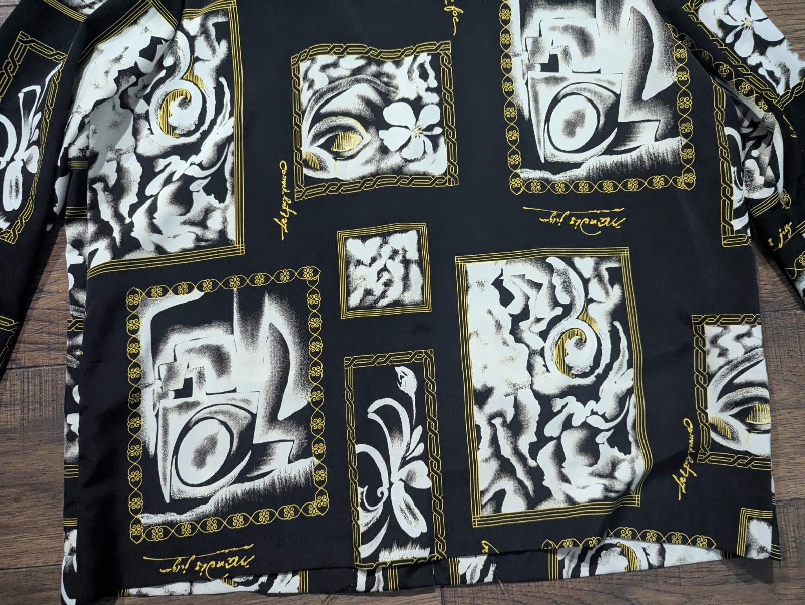 Jonathan Logan Vintage Black White & Gold Unique Abstract Print Blazer Size 3X