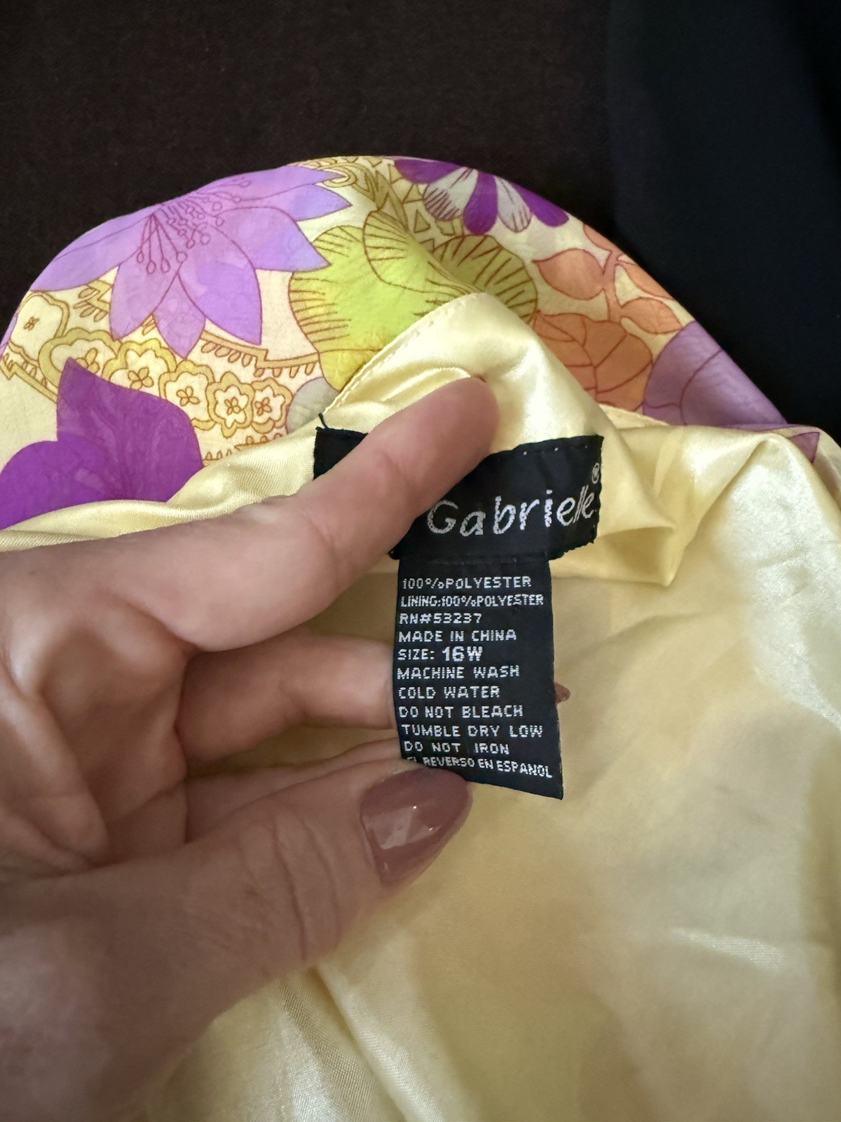 Women’s Vintage 90s Mlle Gabrielle Yellow dress Volupt Psychedelic Floral 16w