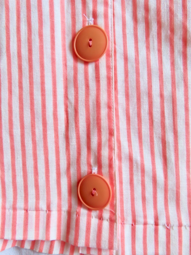 1990s Vintage Orange Stripe Pockets Hang Ten Full Skirt Dress sz XS / 32″ chest