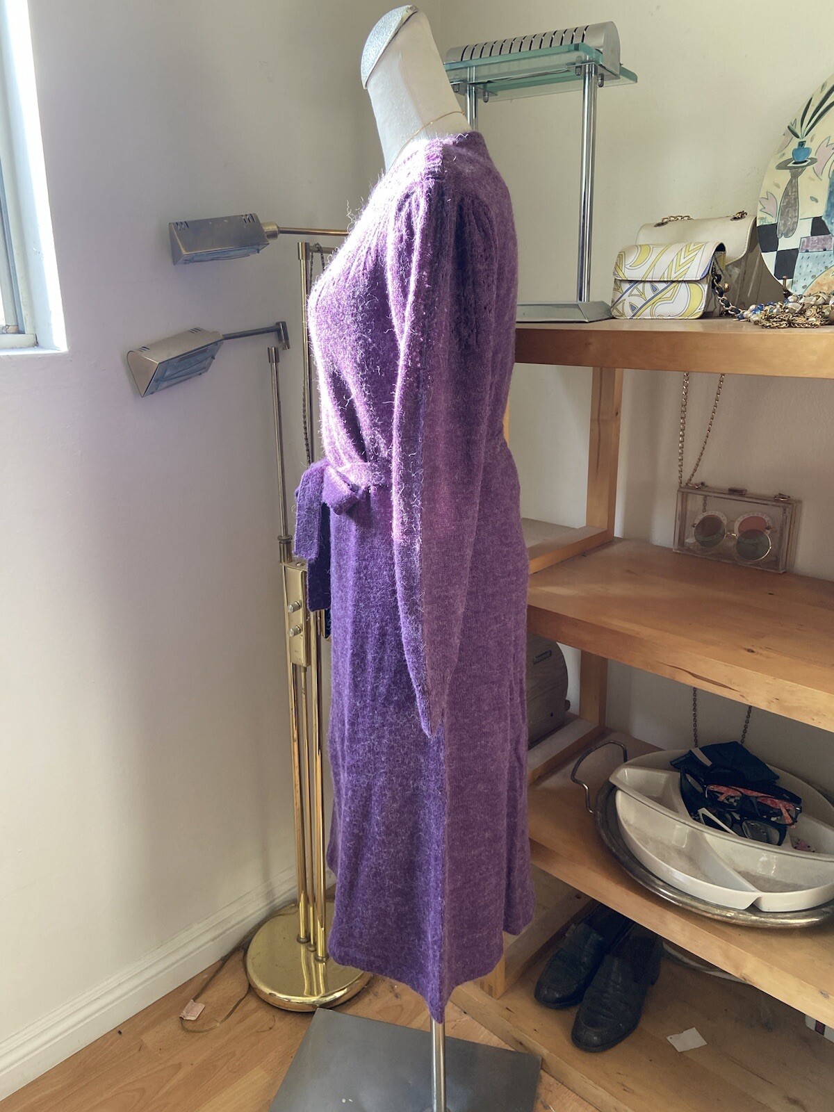 Vintage 70’s Joni Blair Dress Purple Knit Sweater Dress Medium