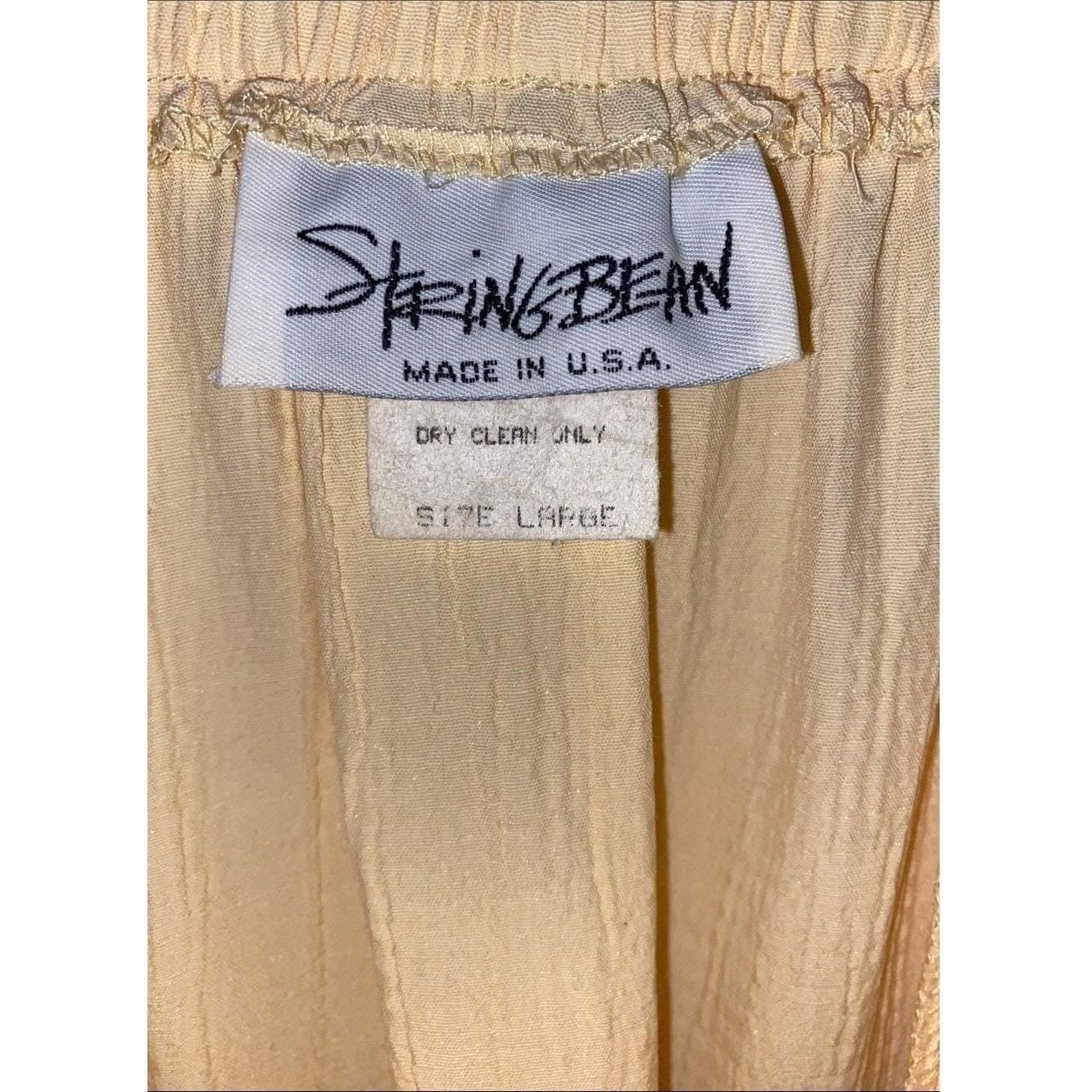 Stringbean Skirt Butter Yellow Button Front Circle Vintage Womens Large Mini