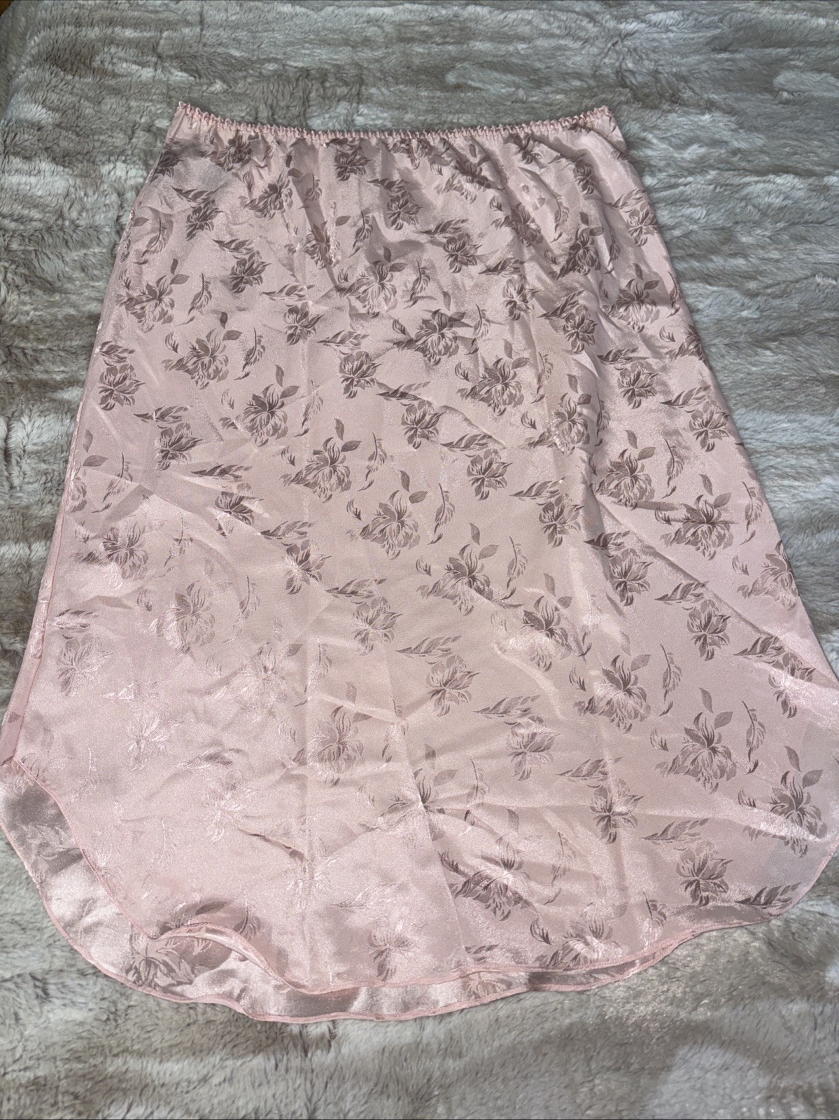 Vintage Hasting & Smith Pink Floral Brocade Half Slip Skirt 80s Medium Coquette