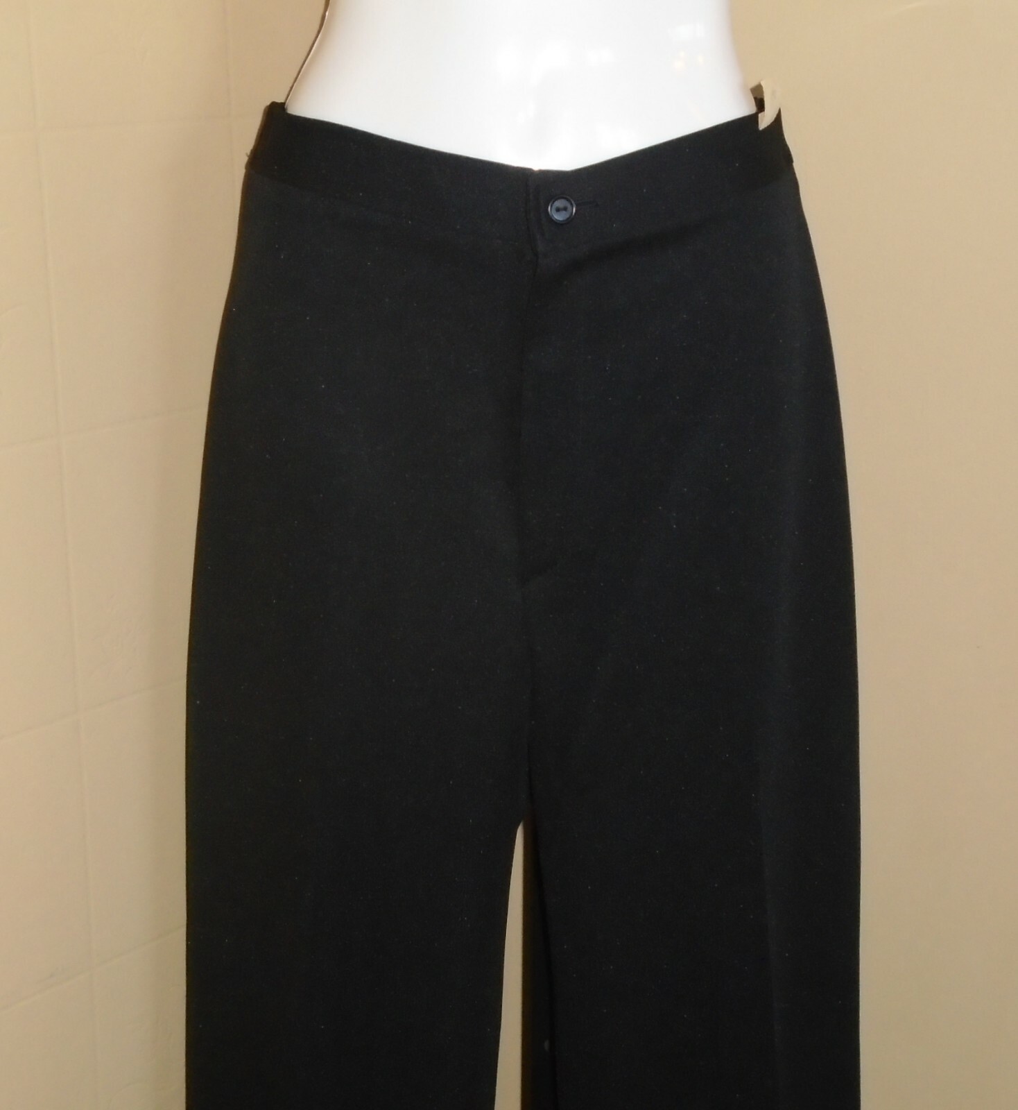 Ladies VTG 1970s Black Polyester Dress Pants Wide Legs Zip Fly Sz 111-12 NOS