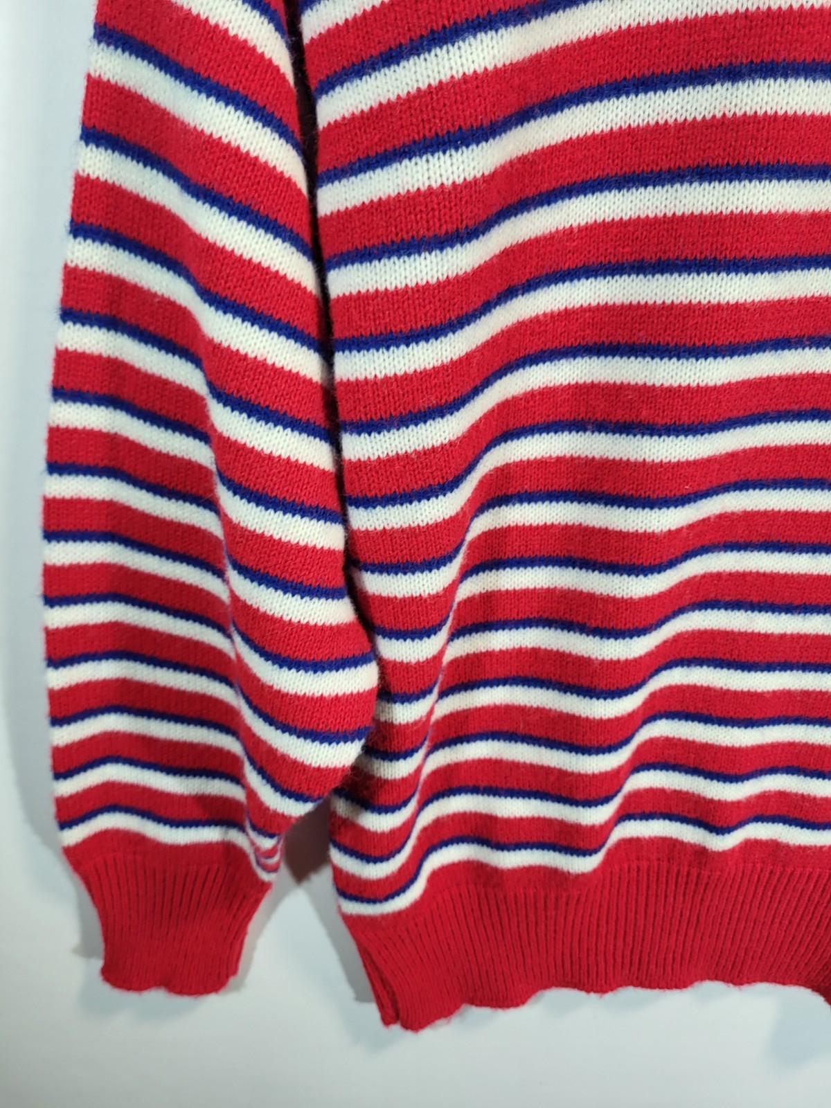 Picket & Post Sweater Women’s Small Striped Red White Blue Crew Neck Vintage 80s