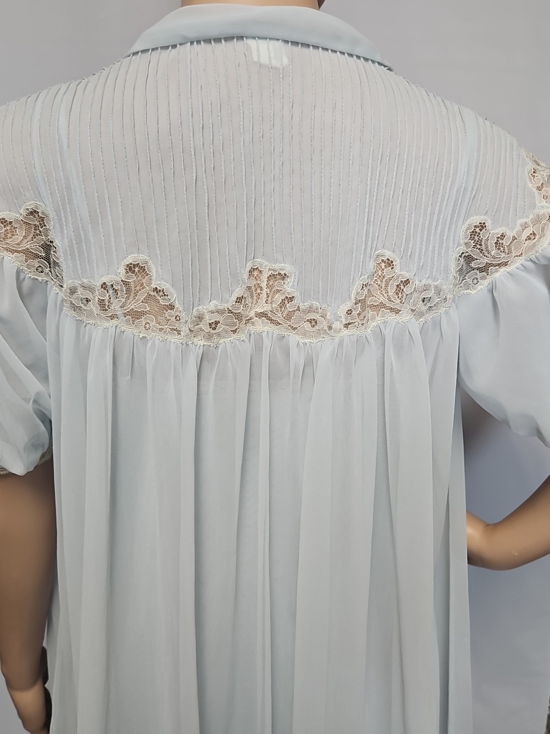 Vintage Godfried Original Blue CHIFFON & LACE Peignoir SET Size Small /PS?