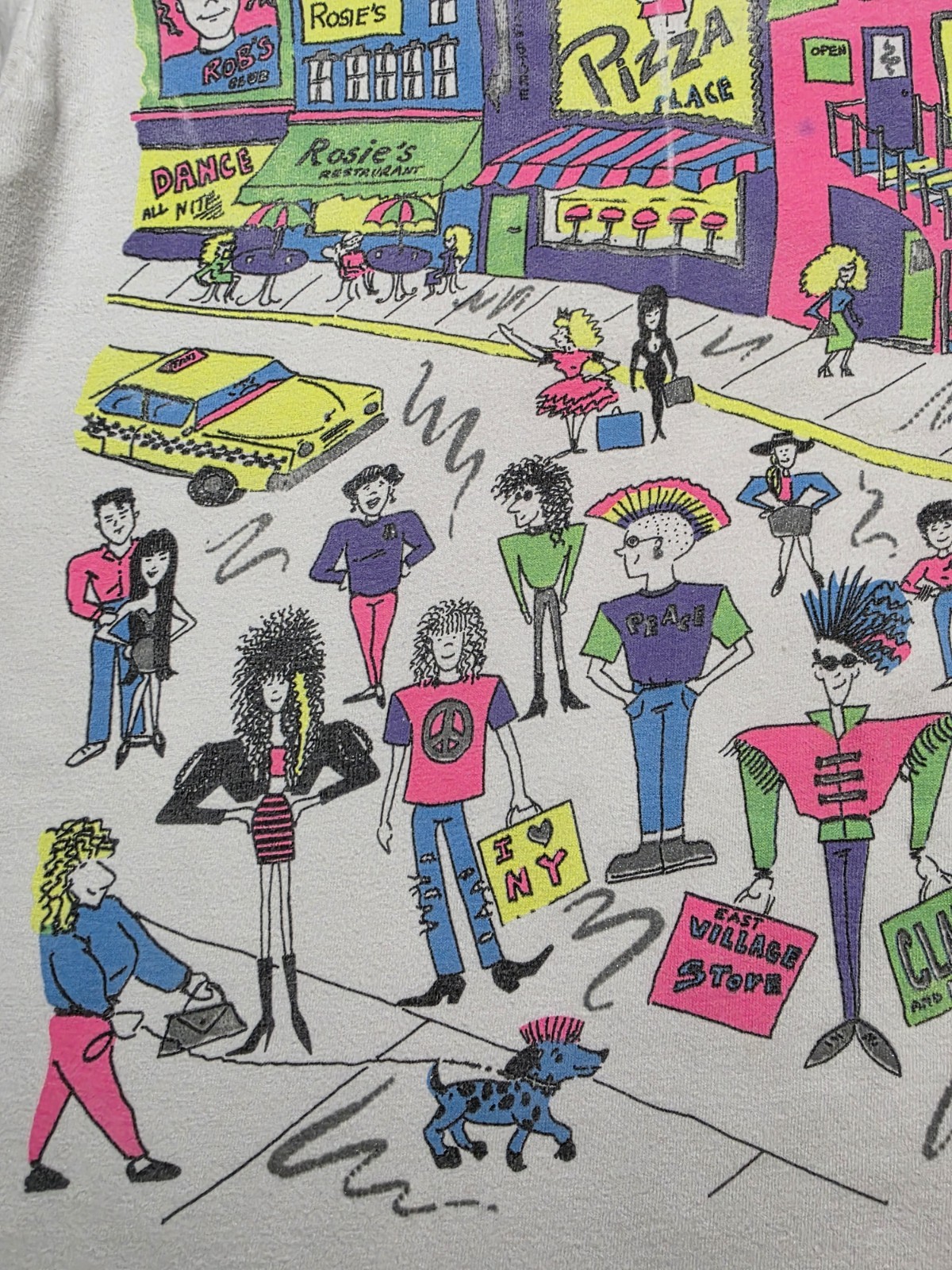 Vintage Single Stitch Fun Stuff NY New York City Shirt Cartoon Shopping Humor
