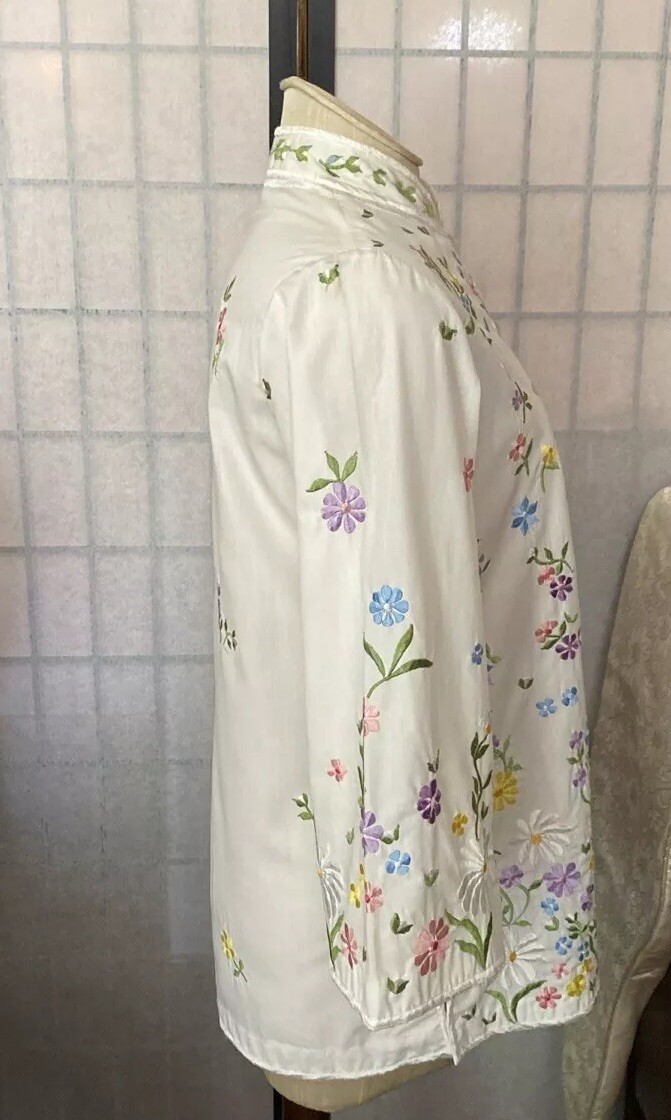Chuchi Phillipines VTG 50/60s Intricately Embroid’d Floral Blouse Wom Estim S/M