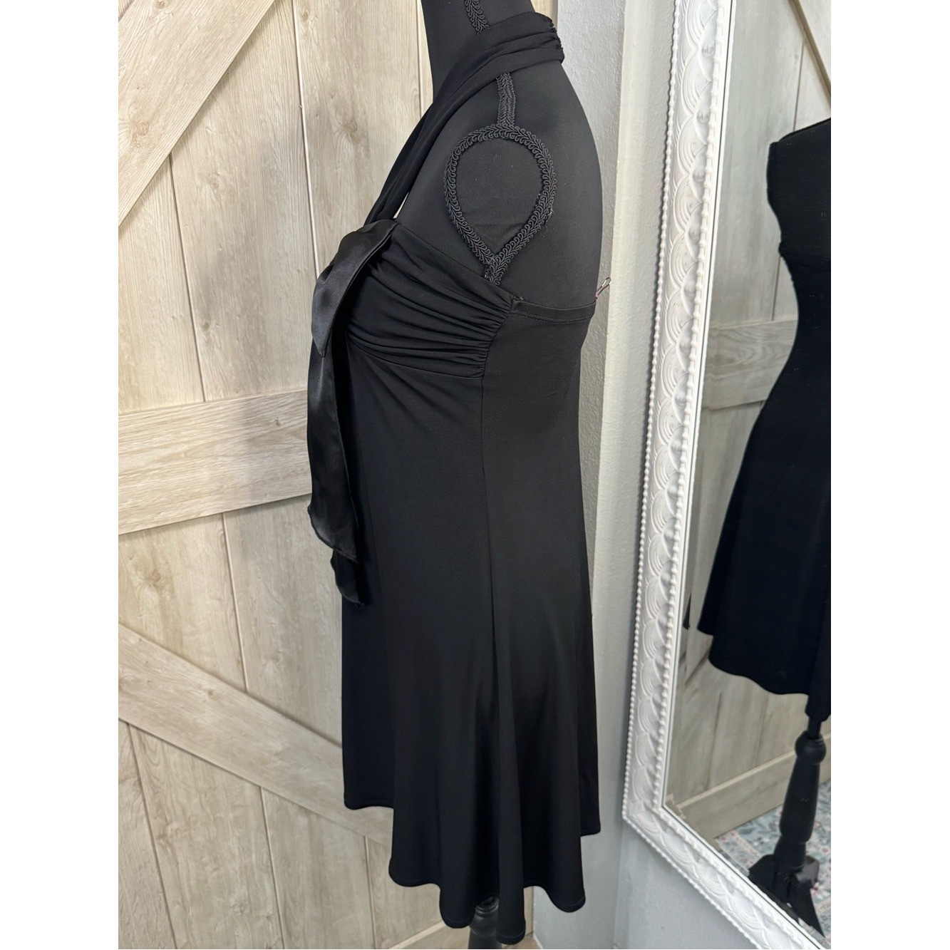 Vintage Jodi Kristopher Y2K Black Halter Bow Cocktail Mini Dress – Large