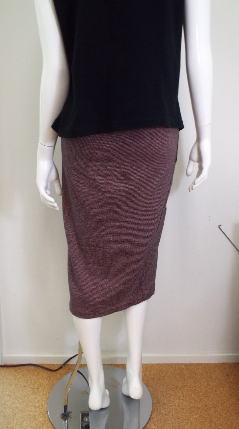 Vintage 1980s Issey Miyake Pink Black Cotton Dress Medium Open Back Brush Label