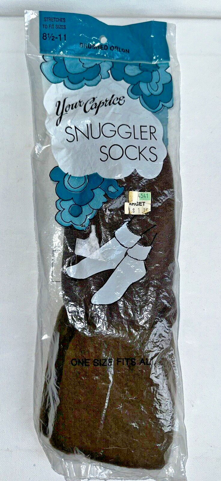 Vintage 70s Caprice Orlon Ankle Socks Snuggler 8.5-11 Brown Fleece Lined NOS