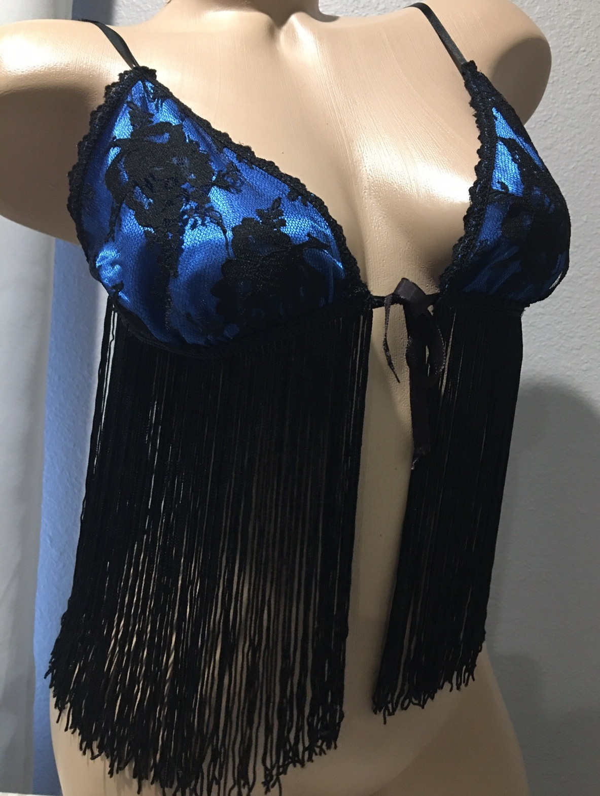 Vtg Fantasy Fringe Festival Nylon Bra Lingerie Top S USA
