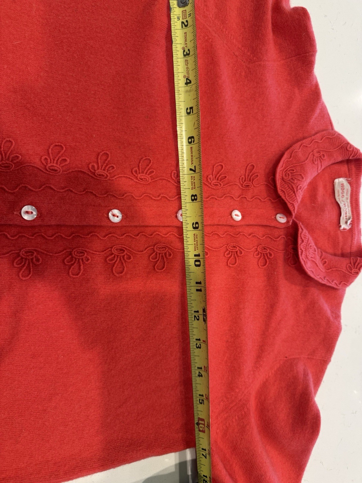 Vintage Hogg of Hawick Scottish Cashmere Cardigan/Scarlet Red/Embroidered/Small