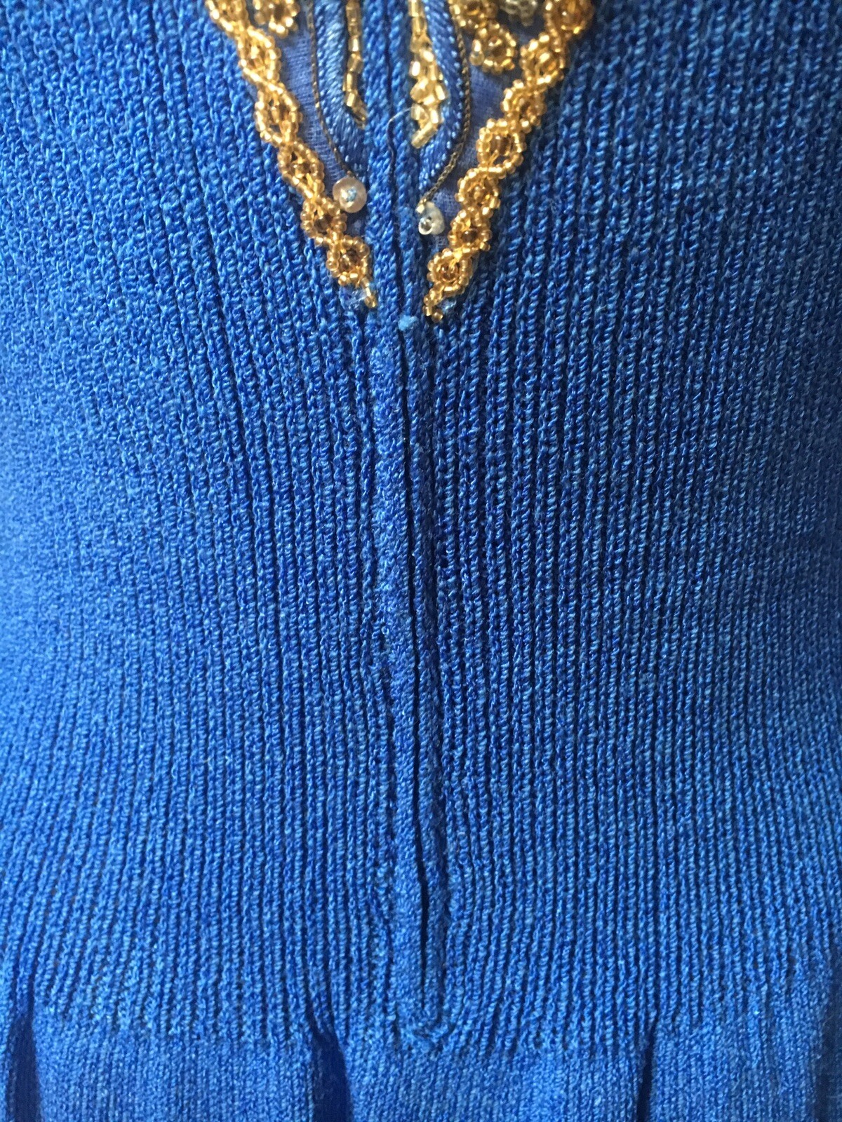 Women’s Vintage Pat Sandler for Wellmore Dress Royal Blue Knit Beaded Size 4