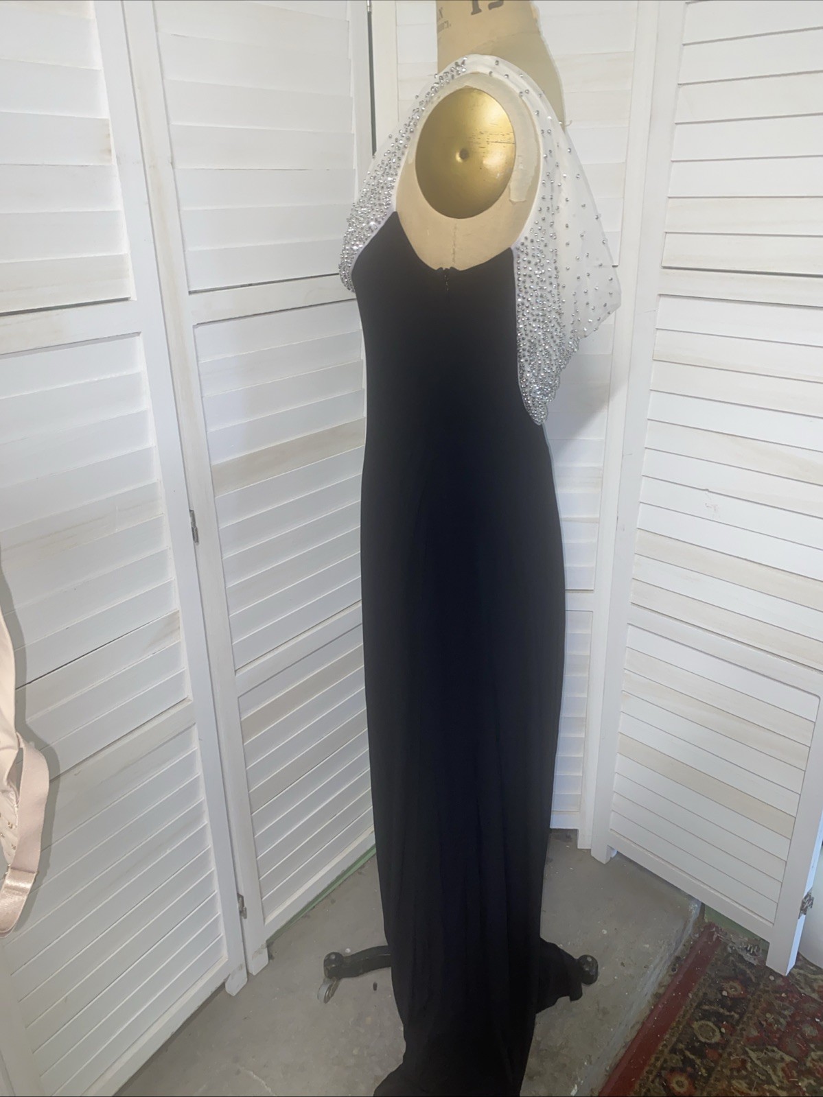 Vintage 90s Cachet Dress Size 12 Black Maxi Floor Length Slinky Sexy