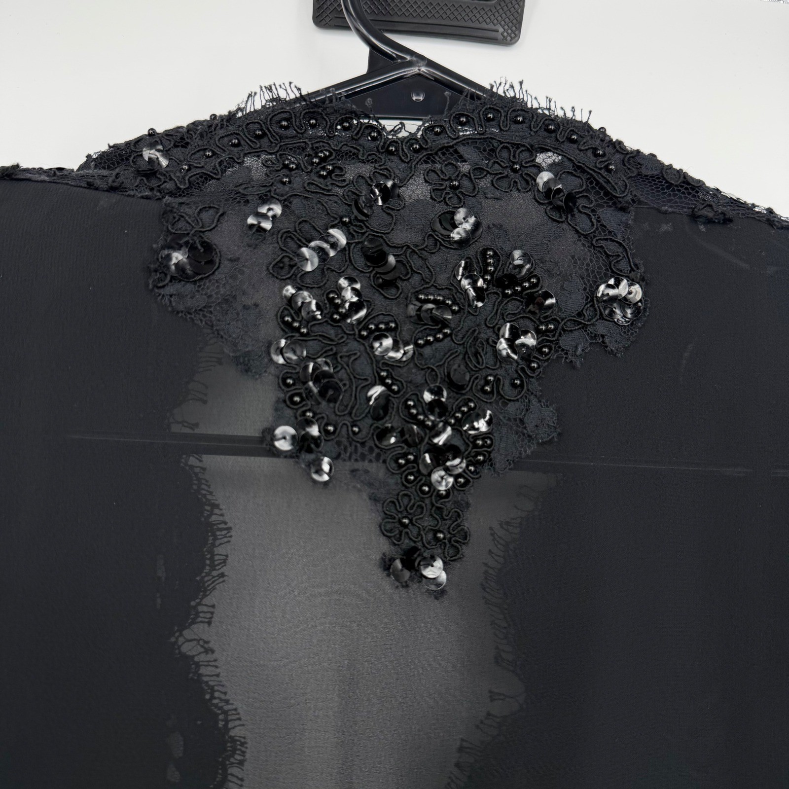 Vintage Casadei Evening Dress Size 14 Black Sequin Lace Chiffon Whimsygoth 80’s