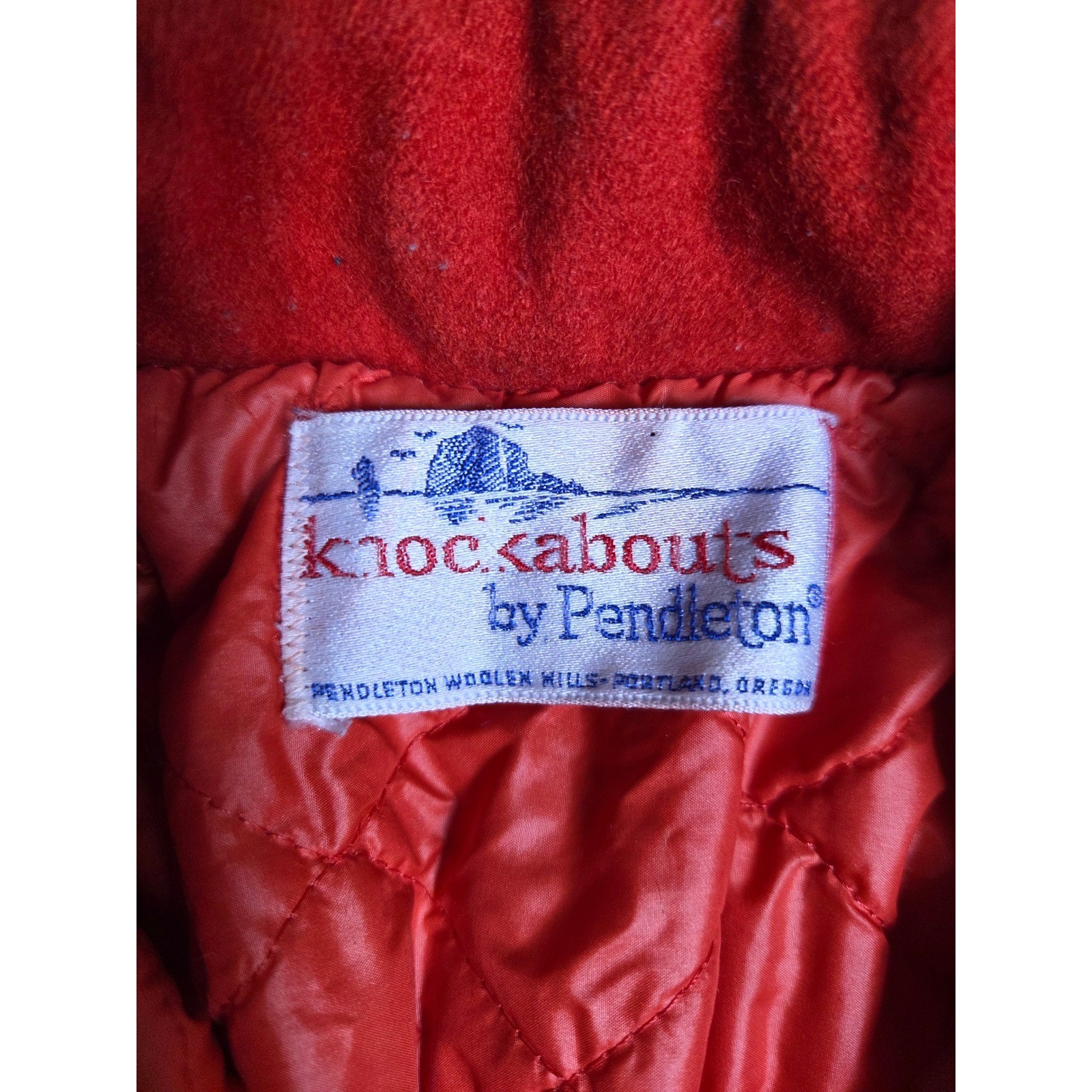 Pendleton Knockabouts Wool Coat Womens M Red Quilted Lining Vintage Button Front
