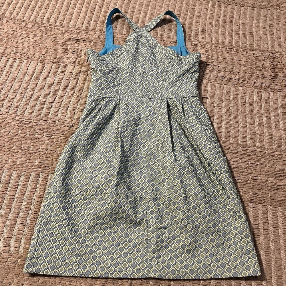 Nanette Lepore Women Size 2 A Line Mini Dress Retro 70s Inspired Blue Green