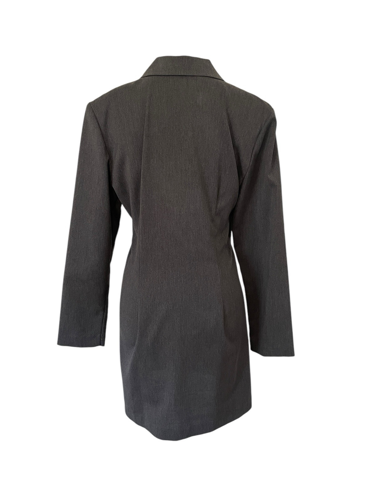 Vtg 90s Alyn Paige Grey Long Blazer Dress USA Sz 9/10 Friends Rachel Green