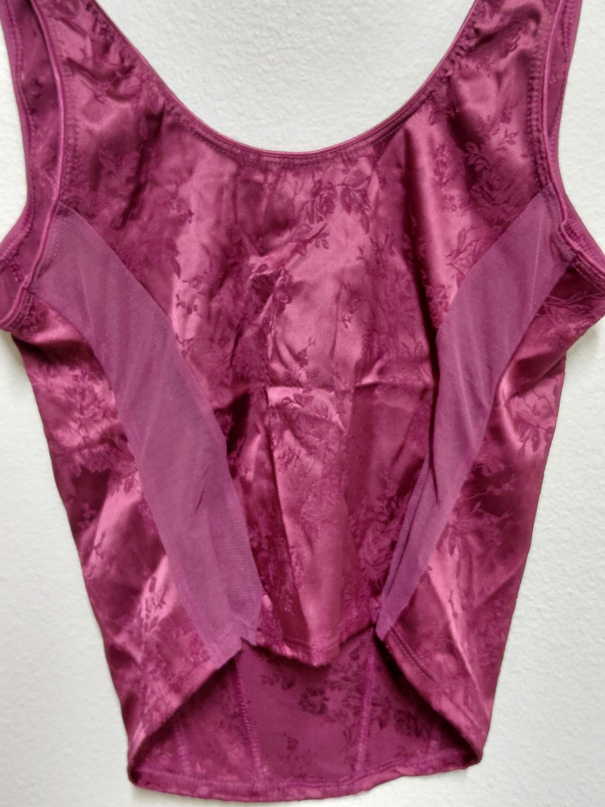 Vintage Victoria’s Secret Satin Floral Corset Top Bustier Tank Burgundy Large
