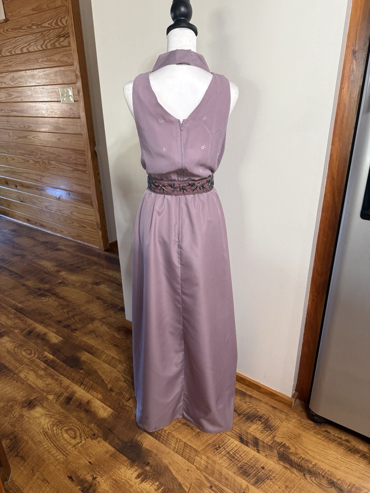 VTG Roger Milot for Jo Ed Sophisticates Embroidered Maxi Dress S Cottage Preppy