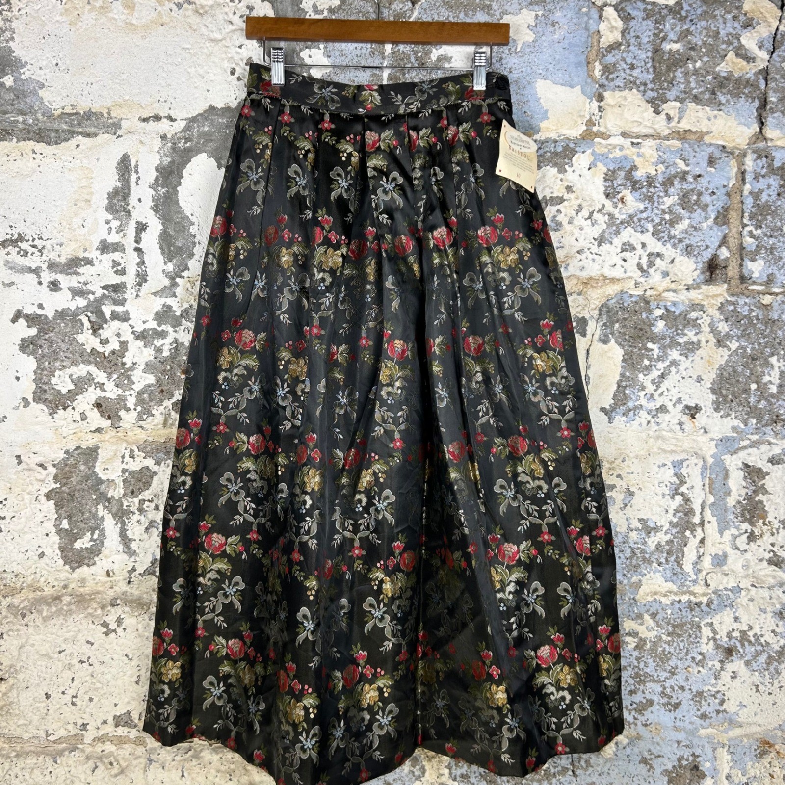Deadstock Vintage 90’s Susan Bristol Midnight Magic Brocade Floral Maxi Skirt 10