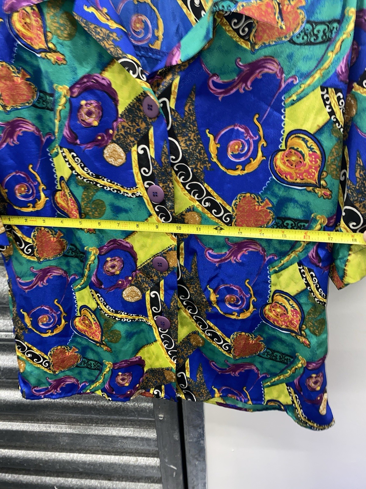 Vintage Late 1980’s Notations Vibrant Abstract Pattern Blouse Button Up Size Med