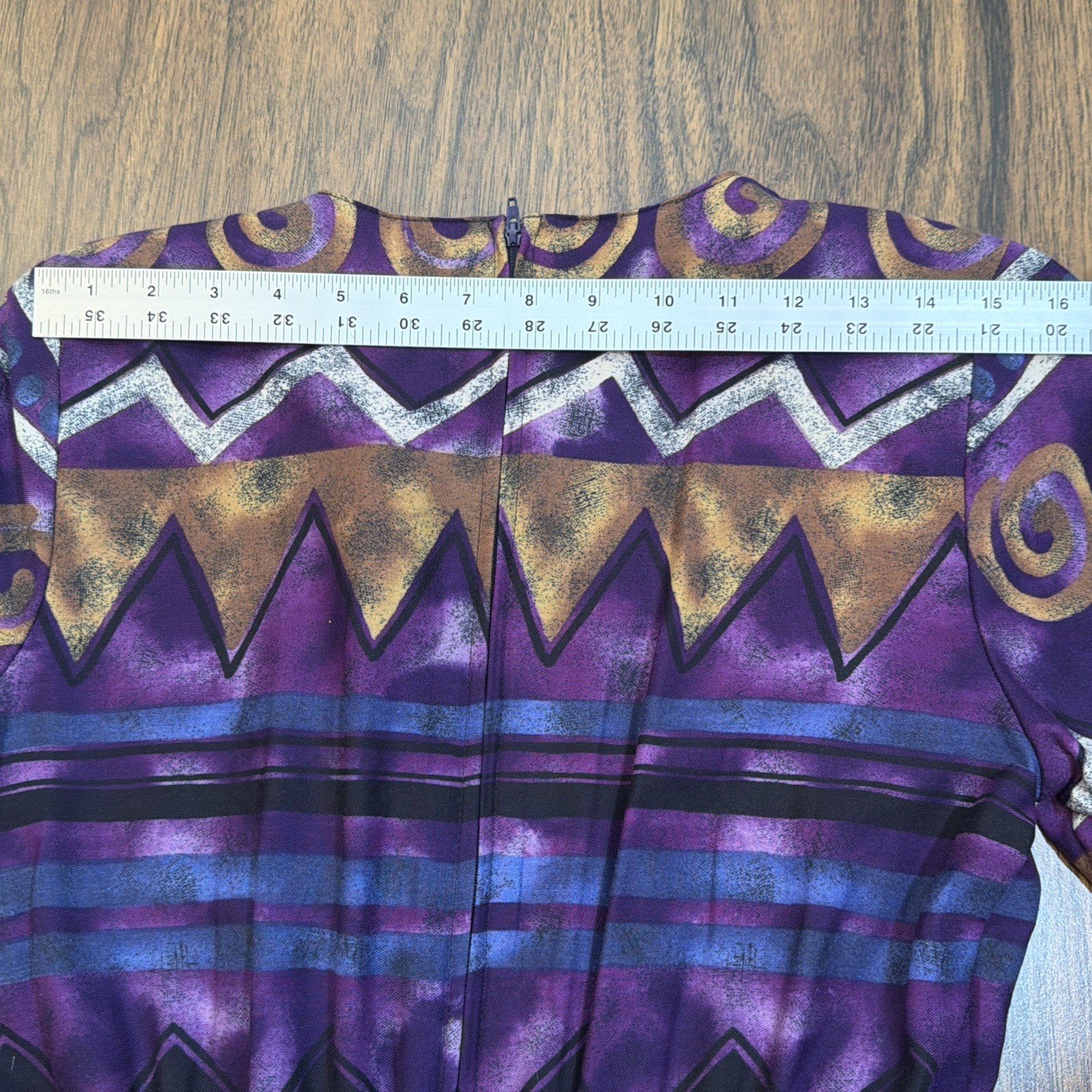 Vintage 90s Terri Ellen Pleated Midi Dress Purple Southwestern Whimsigoth Aztec