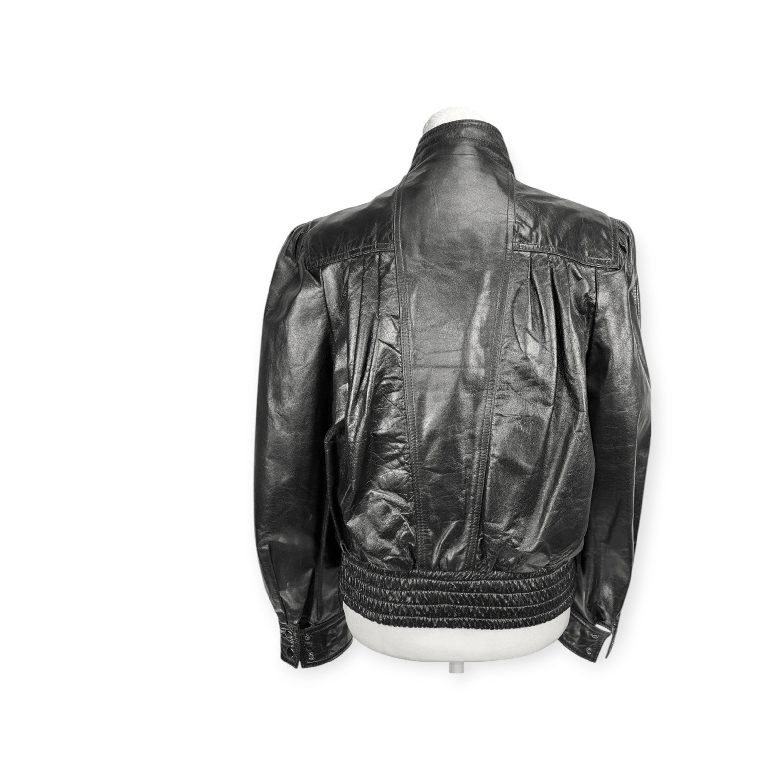 VTG 80s NEW WAVE LEATHER THRILLER JACKET PUNK ROCK GOTH HALLOWEEN BIKER EDGY EMO