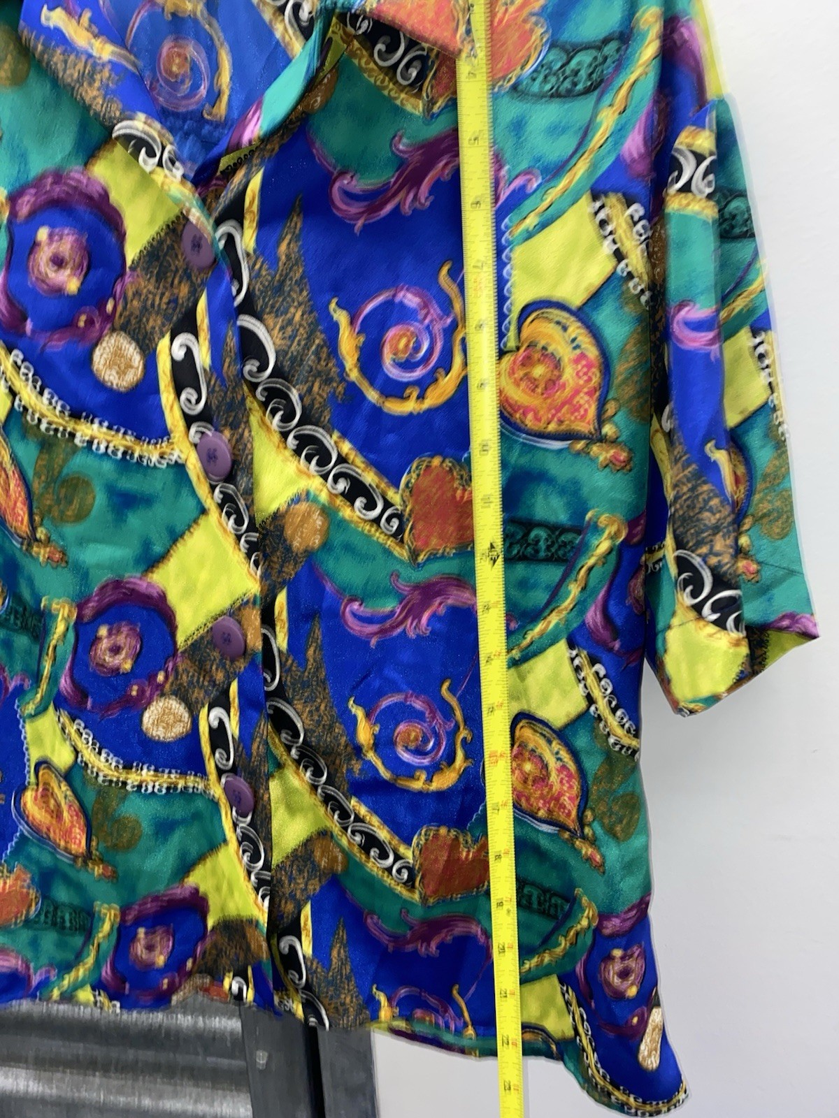 Vintage Late 1980’s Notations Vibrant Abstract Pattern Blouse Button Up Size Med
