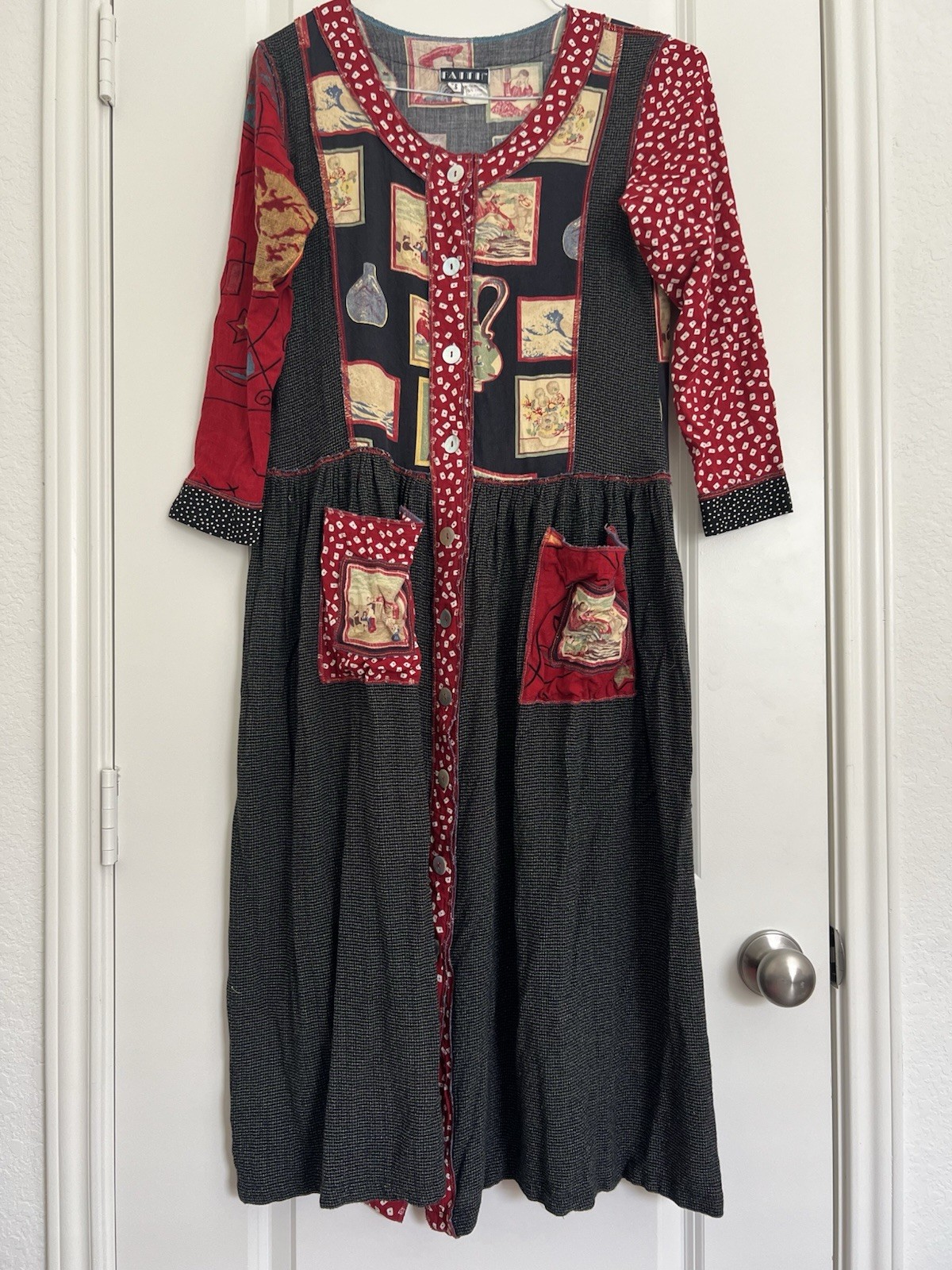 vintage Faith patchwork Boho Maxi Dress 45.5” Long