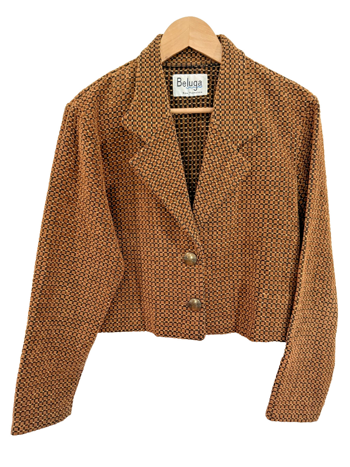 VINTAGE Beluga San Francisco Cropped Jacket with Gold-Toned Buttons 100 % Cotton