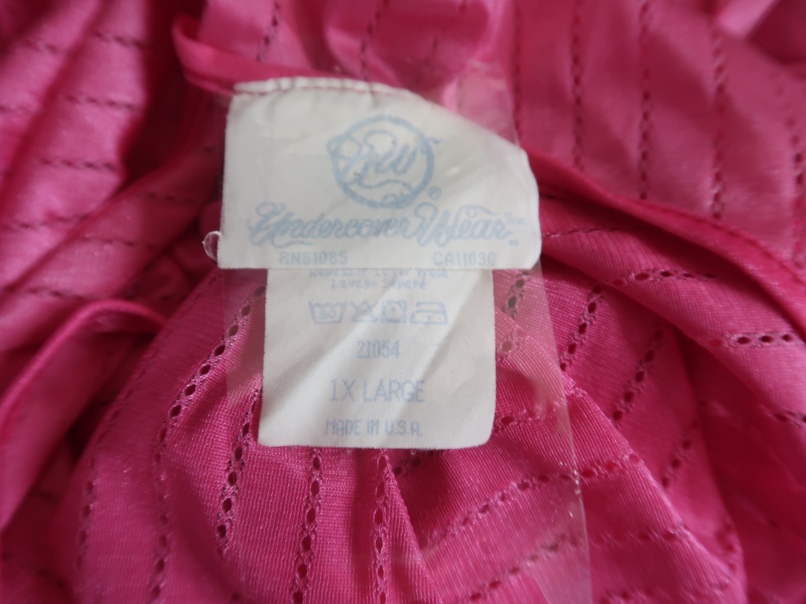 Vintage Undercover Wear Hot Pink Semi Sheer Size1X Nightgown