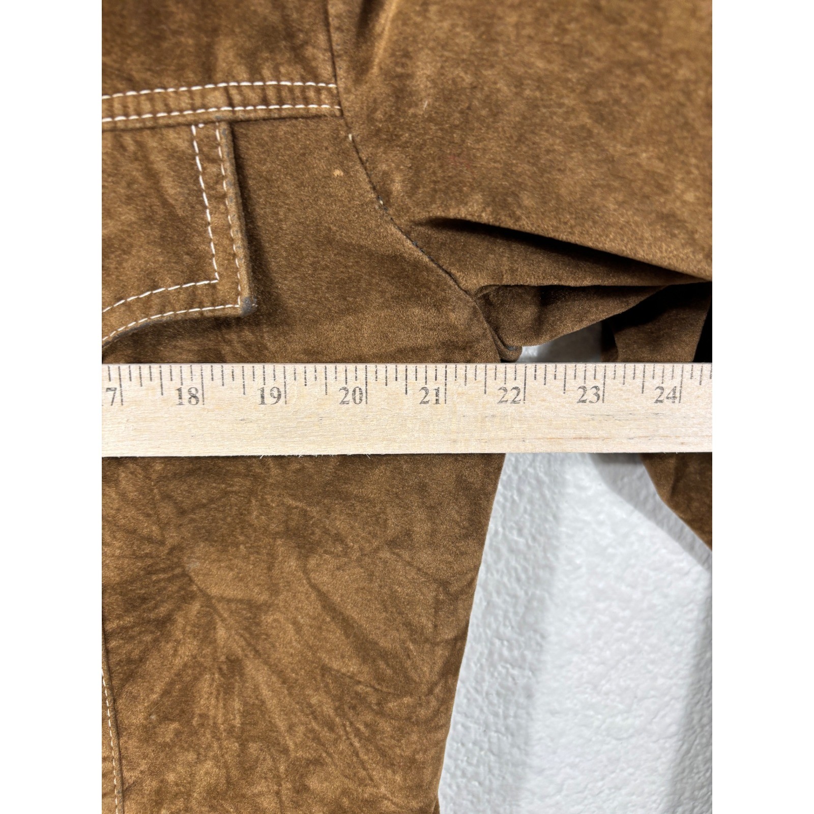 Milano Jacket Medium Brown Vintage 70s Suede Style Safari Utility