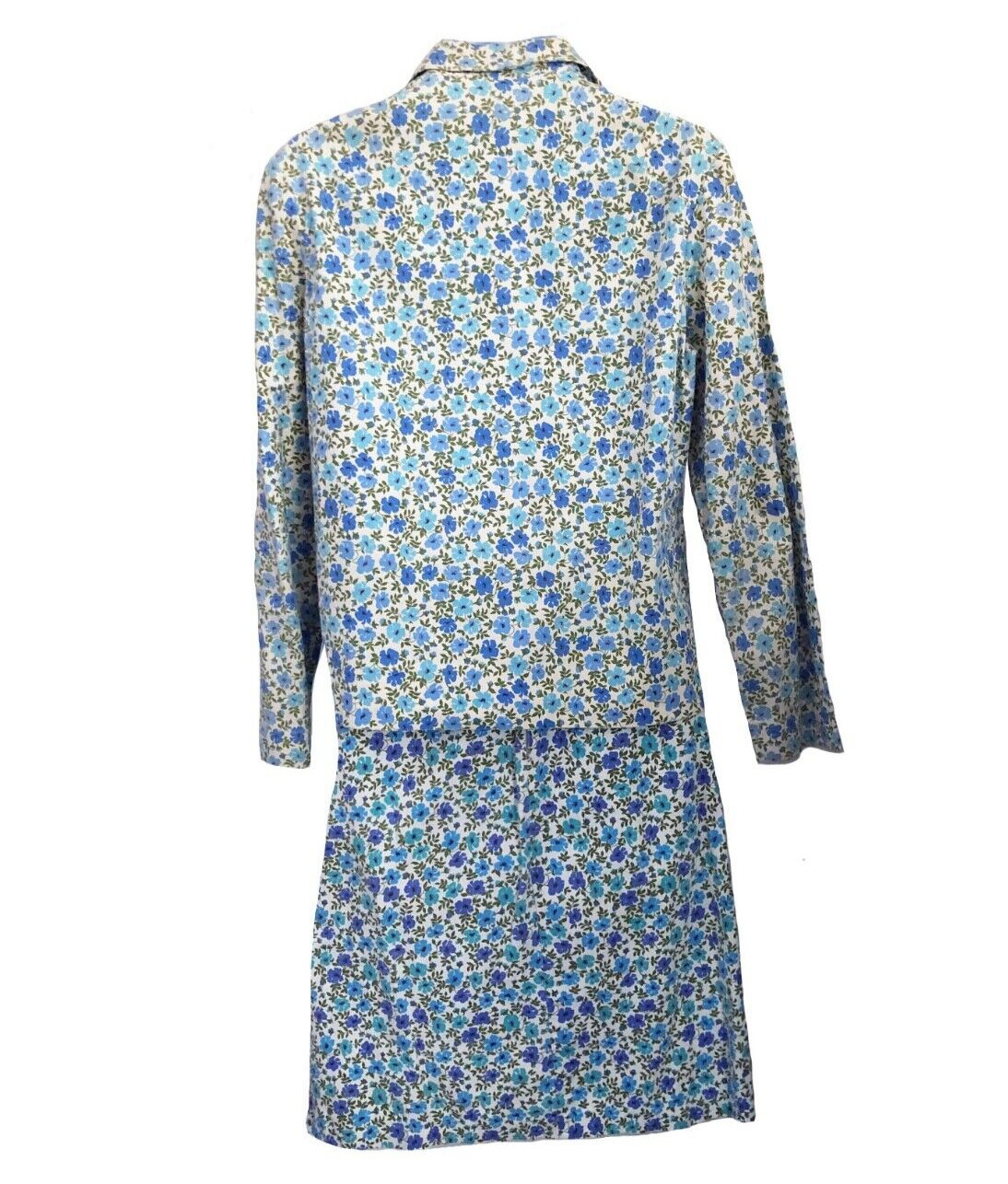 Century of Boston Classic Genuine 1960s VTG Blue Floral Preppy Cotton Suit SM