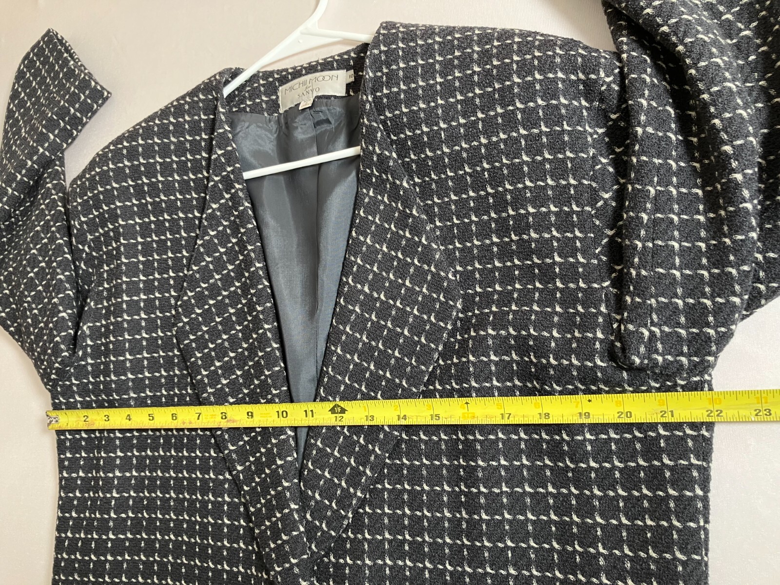 Vintage 80s Michii Moon Wool Blazer Jacket Size 10 Gray Print Japan Oversized