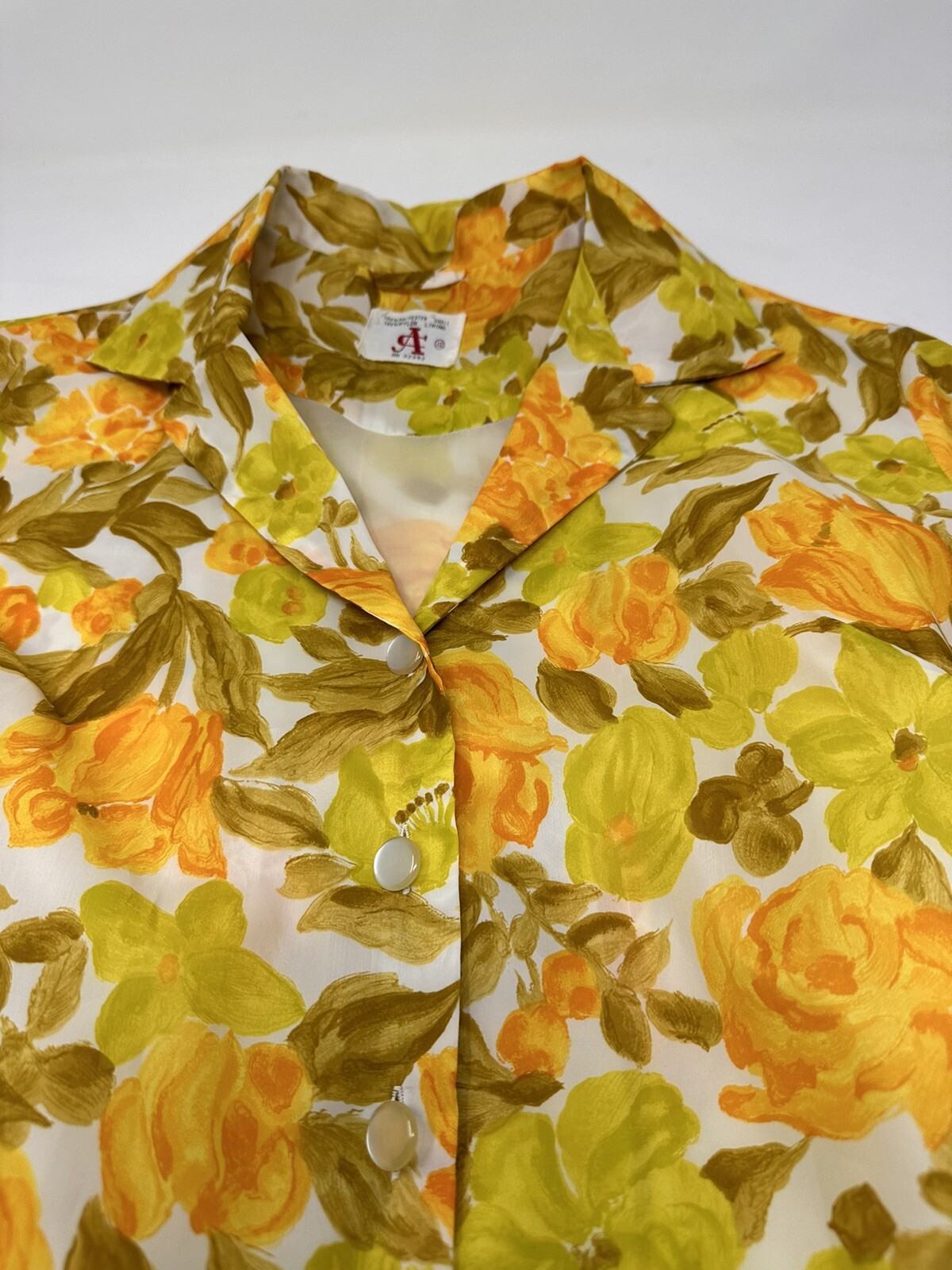 Vintage Ca 1960s sleeveless yellow lemon colors belt multicolor nylon dress